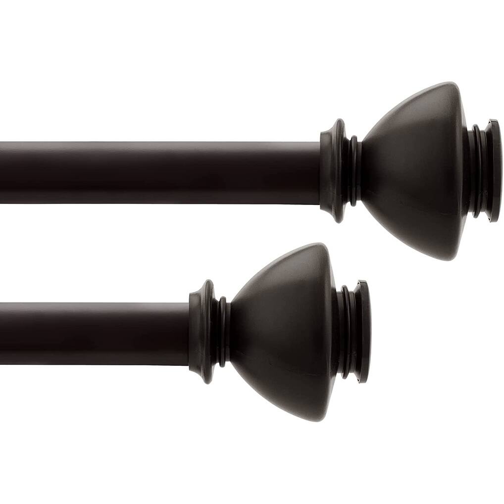 Deco Window 2 Pcs Extendable Curtain Rods Adjustable Iron Drapery Pole with Stacked Round Finials for Door & Windows