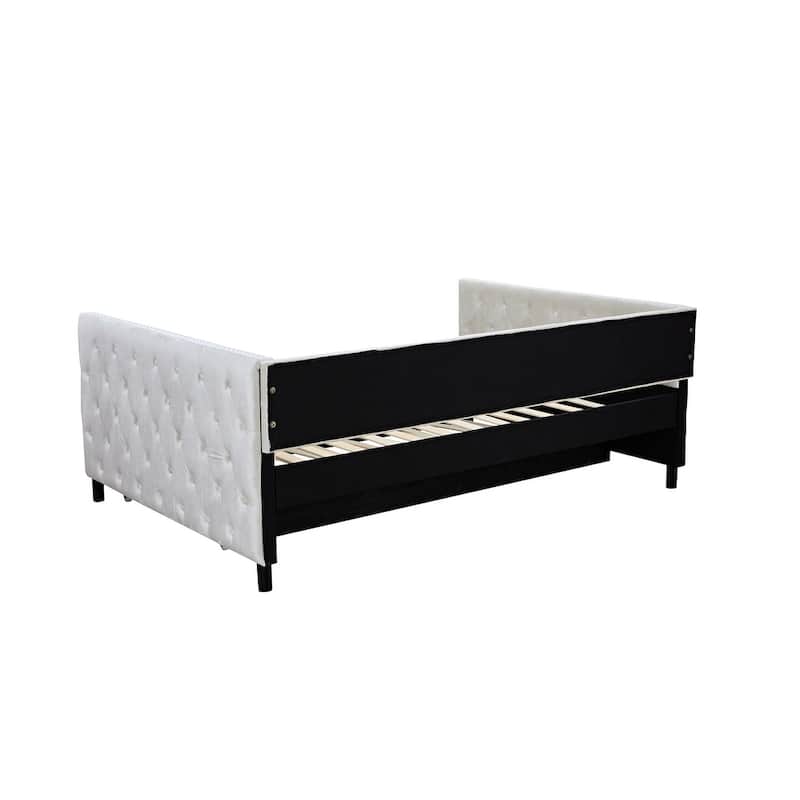Velvet Upholstered Daybed with Trundle