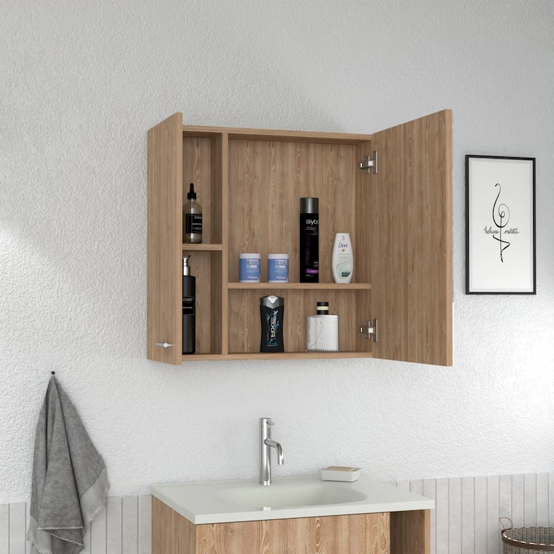 Barcelona Mirrored Medicine Cabinet, Single Door, Mirror, Four Shelves - N/A