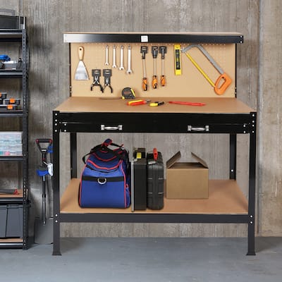 Wood Work Benches with Tool Storage