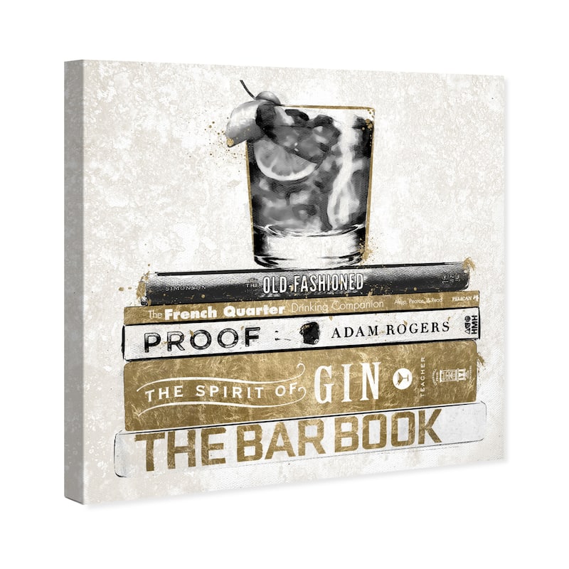 Wynwood Studio 'Luxe Bar Books' Drinks and Spirits Wall Art Canvas Print Cocktails - Gold, Black