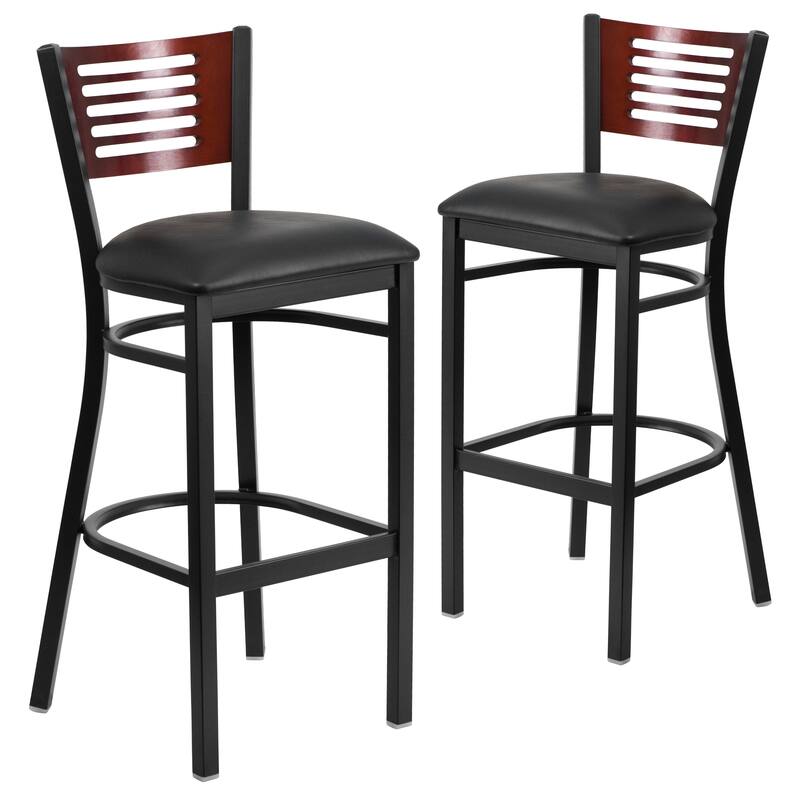 2 Pk. Hercules Series Decorative Slat Back Metal Restaurant Barstool - 19.75"W x 20"D x 43"H - 19.75"W x 20"D x 43"H