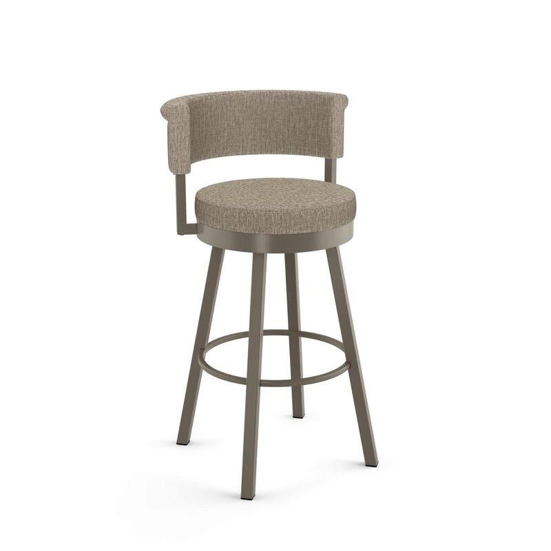 Amisco Rosco Swivel Counter Stool - Beige & Brown Woven Polyester/Grey Metal
