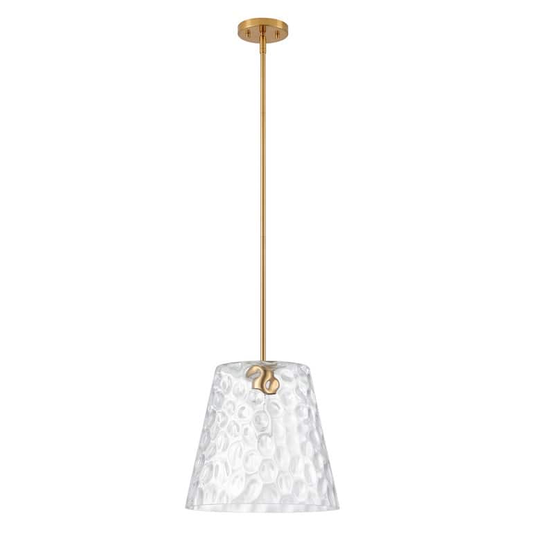KAWOTI Adjustable Pendant Light with Hammered Glass Shade - W14"*H13.5"(MaxH21.5"~ 45.5")