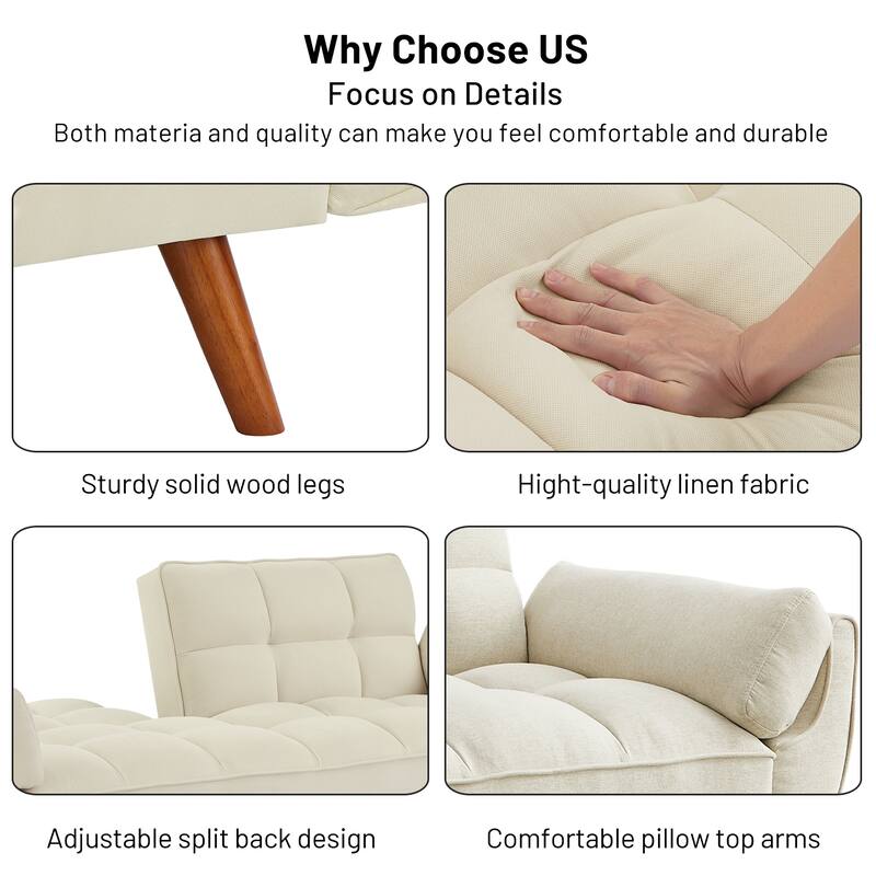 75.39'' Sofa Bed, Convertible Sleeper Couch with Pillows, Foldable Loveseat Furniture for Living Room