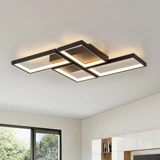 4-Light Modern Living Room Rectangle Block Dimmable LED Flush Mount