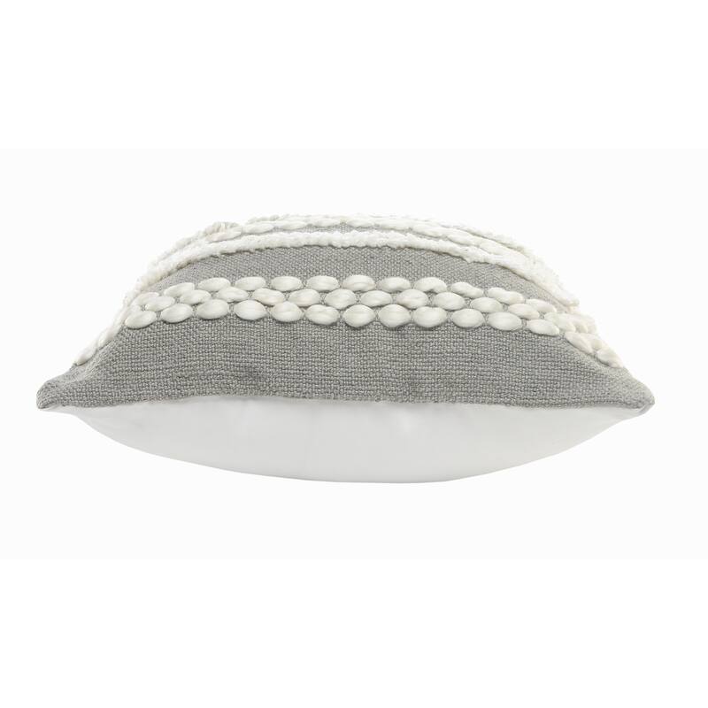Sevita Gray Textured and Tufted Throw Pillow