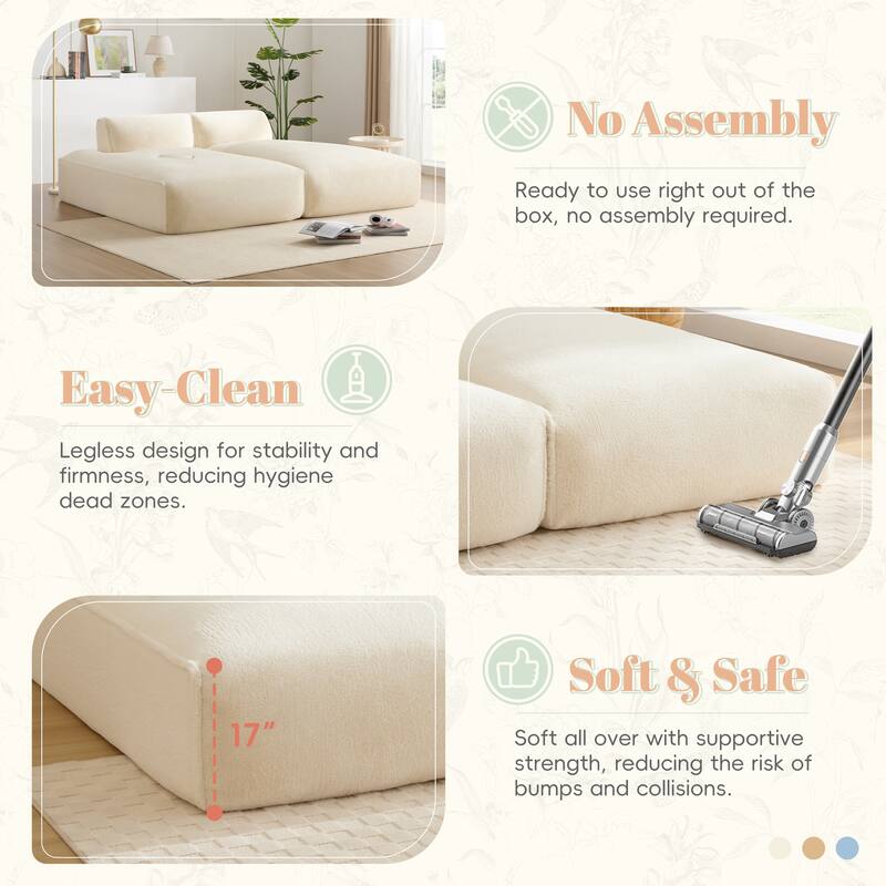 Foam-Filled Modular Sofa Bed - No Assembly Required