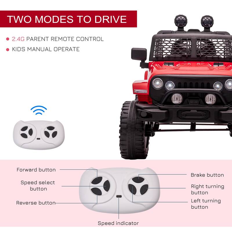 12V Kids Ride-On Truck with Remote Control, LED Lights, Spring Suspension & Adjustable Speed for Boys & Girls Aged 3-6 Years