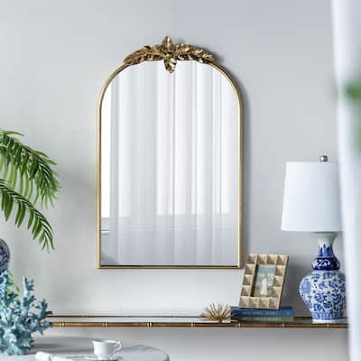 24" x 36" Arched Wall Mirror with Gold Metal Frame