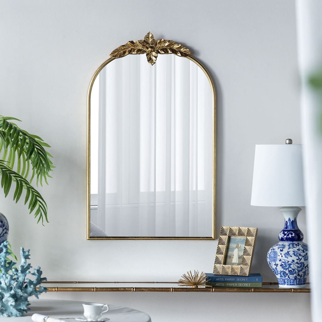 24" x 36" Arched Wall Mirror with Gold Metal Frame