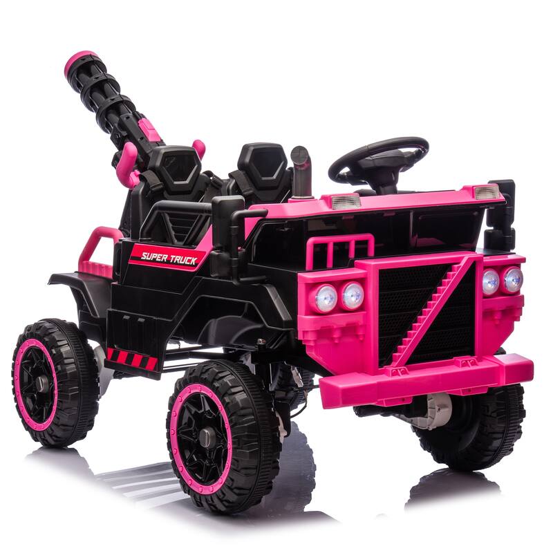 24V 3-Seater Kids Electric Ride-On Car for Ages 3-8, Remote Control with Water Gun & Bluetooth - Pink