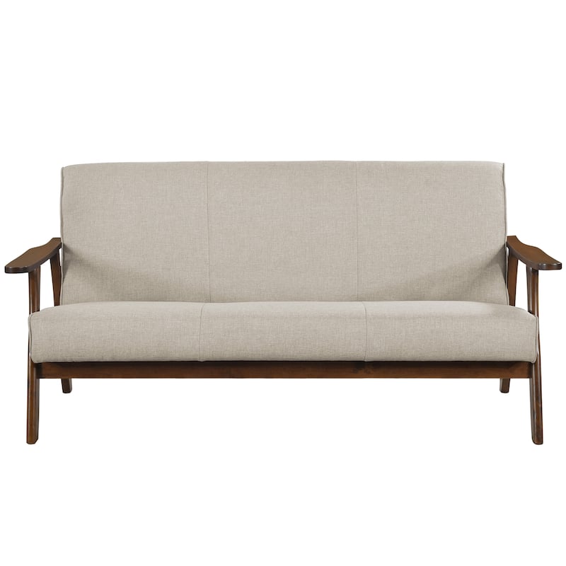 CraftPorch Wenge Wood Mid-Century Modern Linen Sofa