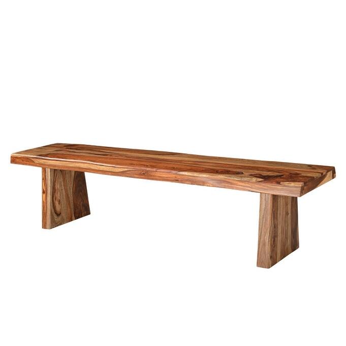 HomeRoots 75" Brown Solid Wood Live Edge Dining Bench - 75 in. x 18 in. x 18 in.