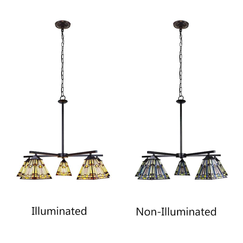 Tiffany-Style Mission Design 5-light Blackish Bronze Chandelier