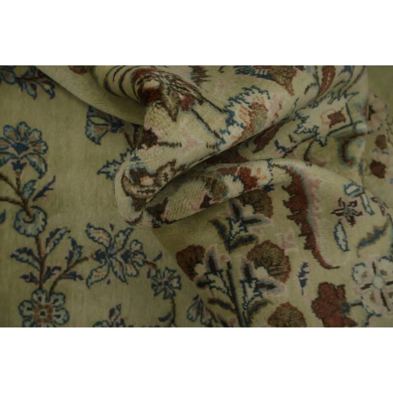 Hand Knotted Oriental 100% Wool Carpet Traditional Floral Beige & Ivories Kashan Area Rug - 10' 10'' X 8' 2''