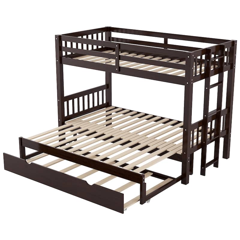 Twin over Pull-out Bunk Bed with Trundle, Espresso