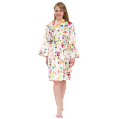 Leisureland Women's Robe, Vintage Satin Floral Robe 36"