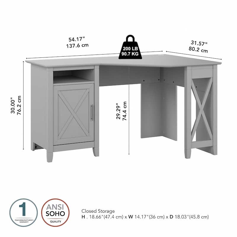 Bush Furniture Key West 54W Corner Computer Desk with Storage