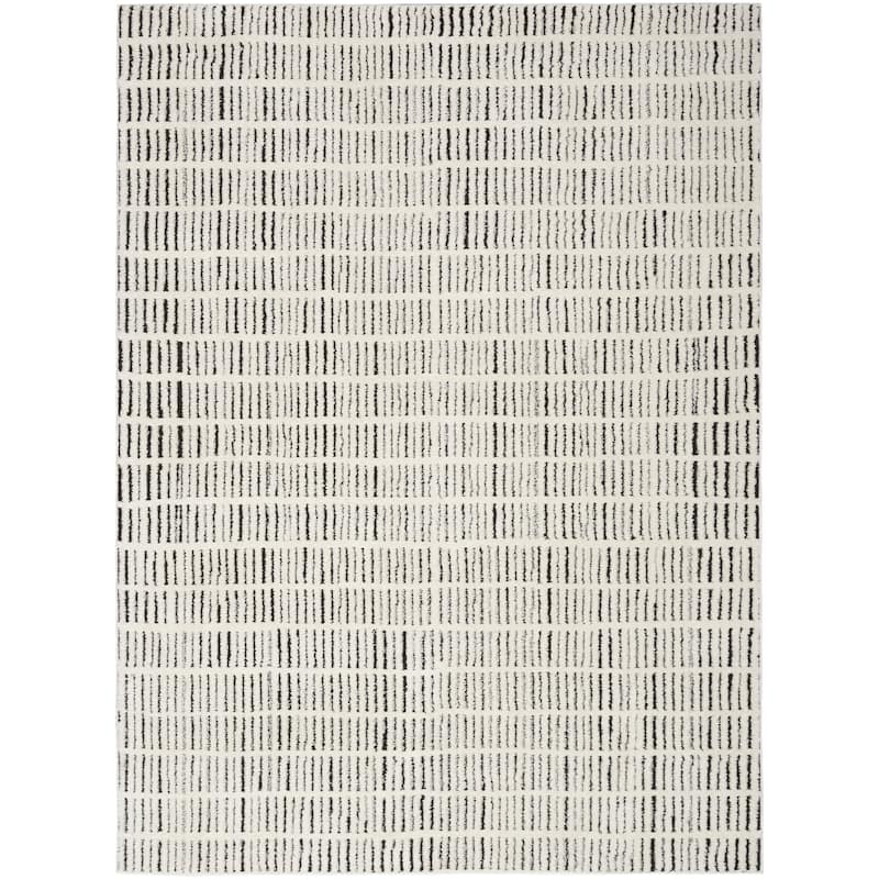 Nourison Cozy Modern Indoor Abstract Area Rug - 5' 3" x 7' - Ivory/Black