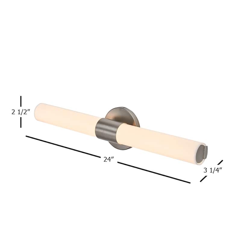 Clyinder LED bathroom & vanity light mount with transulucent acrylica Brush Nickel 18W - Brushed Nickel