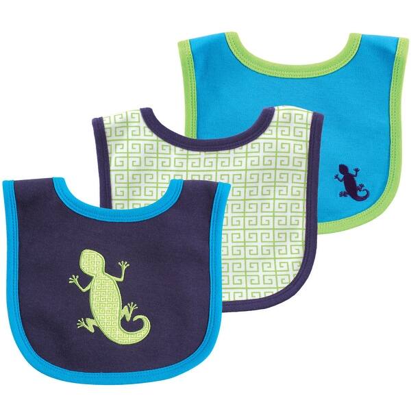 slide 1 of 1, Yoga Sprout Baby Boy Cotton Bibs 3pk, Lizard, One Size - Lizard - One Size One Size - Lizard