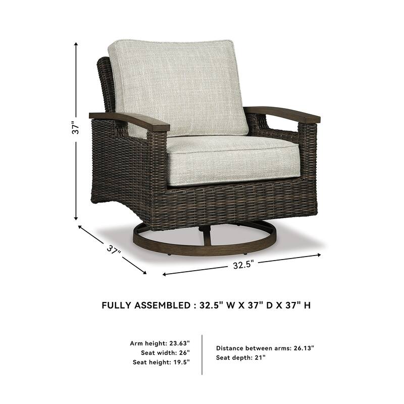 Paradise Trail Outdoor Medium Brown Swivel Lounge Chairs (Set of 2) - 32.5" W x 37" D x 37" H