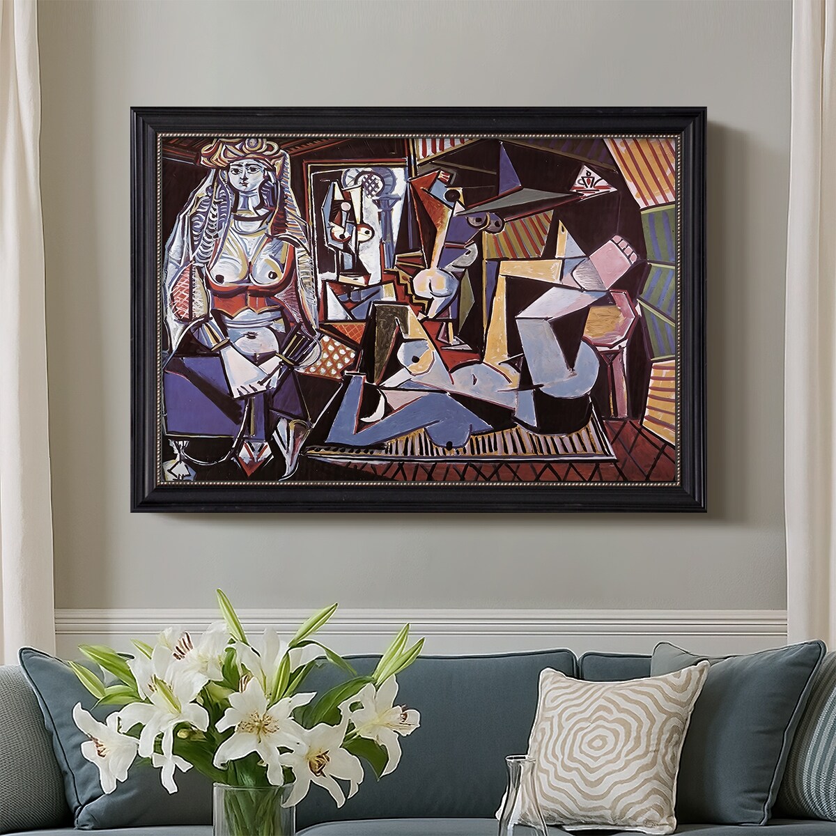 Women of Algiers 1955-Pablo Picasso-Custom Framed Canvas - Bed
