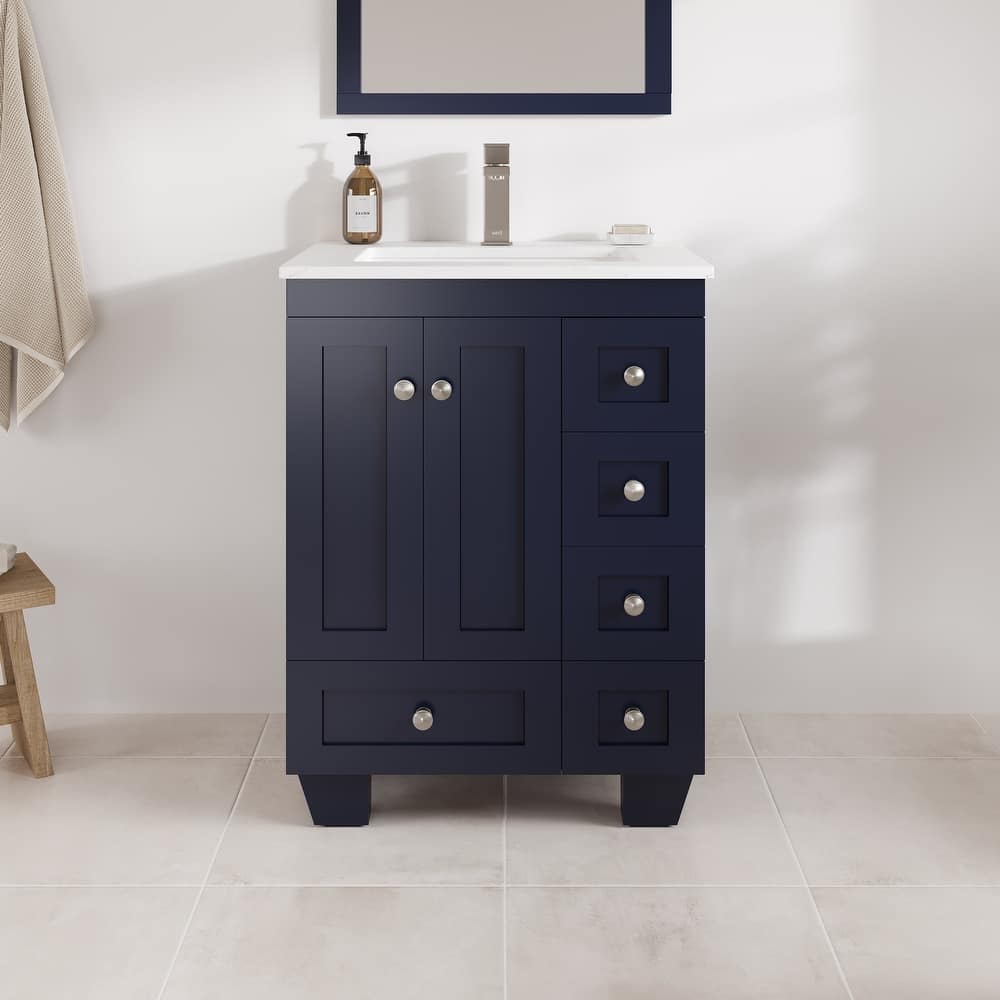 Eviva Happy 24"W Bath Vanity with Carrara Quartz Top