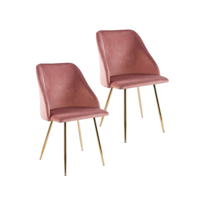 Porthos Home Pema Dining Chairs Set of 2, Velvet, Gold Chrome Legs