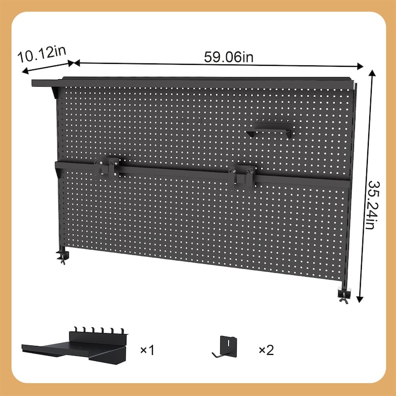 Metal Pegboard Desk Organizer with Dual Monitor Stand, 3 Accessories