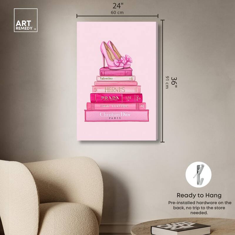 Fashion books in Pink Canvas by Art Remedy, Gallery Wrapped