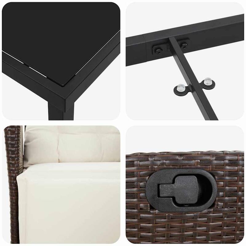 vidaXL Garden Dining Set with Cushion Poly Rattan