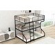 preview thumbnail 4 of 13, Full XL over Twin XL over Queen Triple Bunk Bed with Stairs, Guardrails, and Industrial Design, Metal Frame