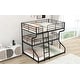 preview thumbnail 4 of 23, Industrial Modern Style Full XL over Twin XL over Queen Size Triple Bunk Bed with Long and Short Ladder, Safety Guardrail, Black