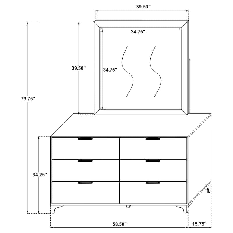 Kendall Modern Classic Wood 6-drawer Dresser