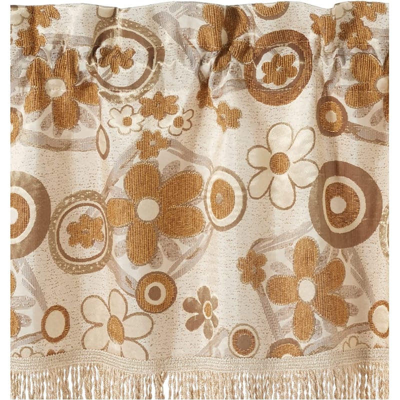 Violet Linen Victoria Chenille Daisy Sunflower, Polyester Jacquard Chenille, 60" x 15", Straight, Rod Pocket Curtain Valance