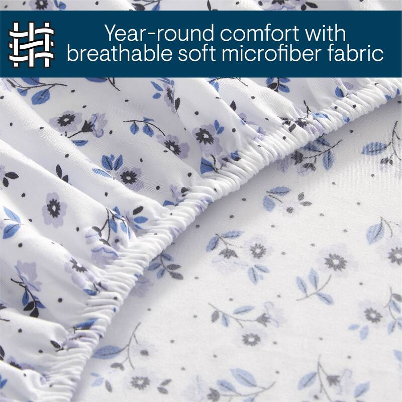 Aeropostale Premium All Season Microfiber Purple Ditsy Floral Sheet Set