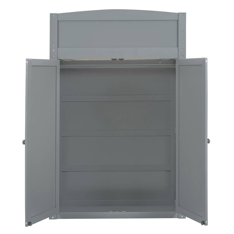 Loft Bed with Desk, Wardrobes, 4 Drawers and 4 Shelves