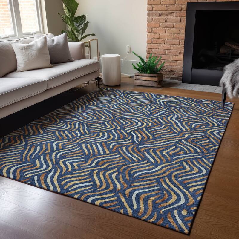 Machine Washable Indoor/ Outdoor Modern Jamie Chantille Rug