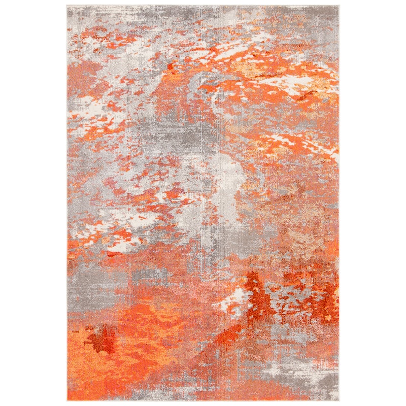 SAFAVIEH Madison Memnuna Modern Abstract Rug - 10' x 14' - Grey/Orange - Rectangle