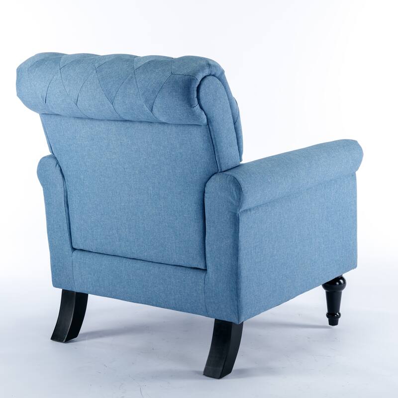 Midcentury Modern Accent Armchair Linen Comfort Reading Chair, Tufted