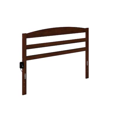 Walnut Horizontal Slat Queen Headboard with Warm Wood Finish and Traditional Sleek Design