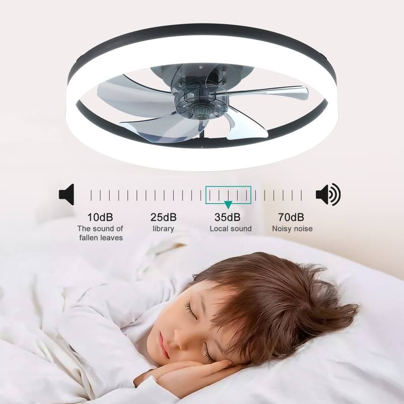 20" Dimmable LED Ceiling Fan 6 Speeds with Light and Remote Control