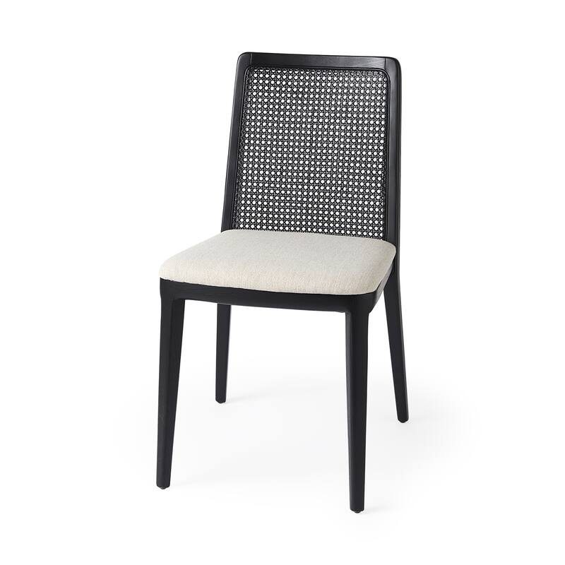 Clara Light Brown Wood Cream Seat Armless Dining Chair - Light Brown