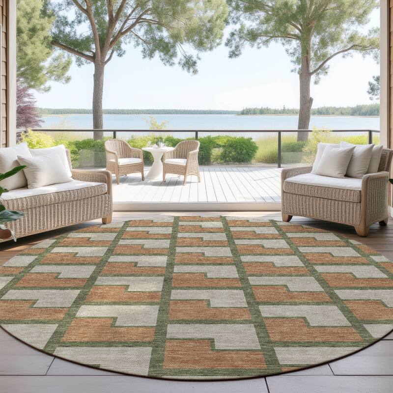 Machine Washable Indoor/ Outdoor Modern Cody Chantille Rug - Copper - 8' x 8'