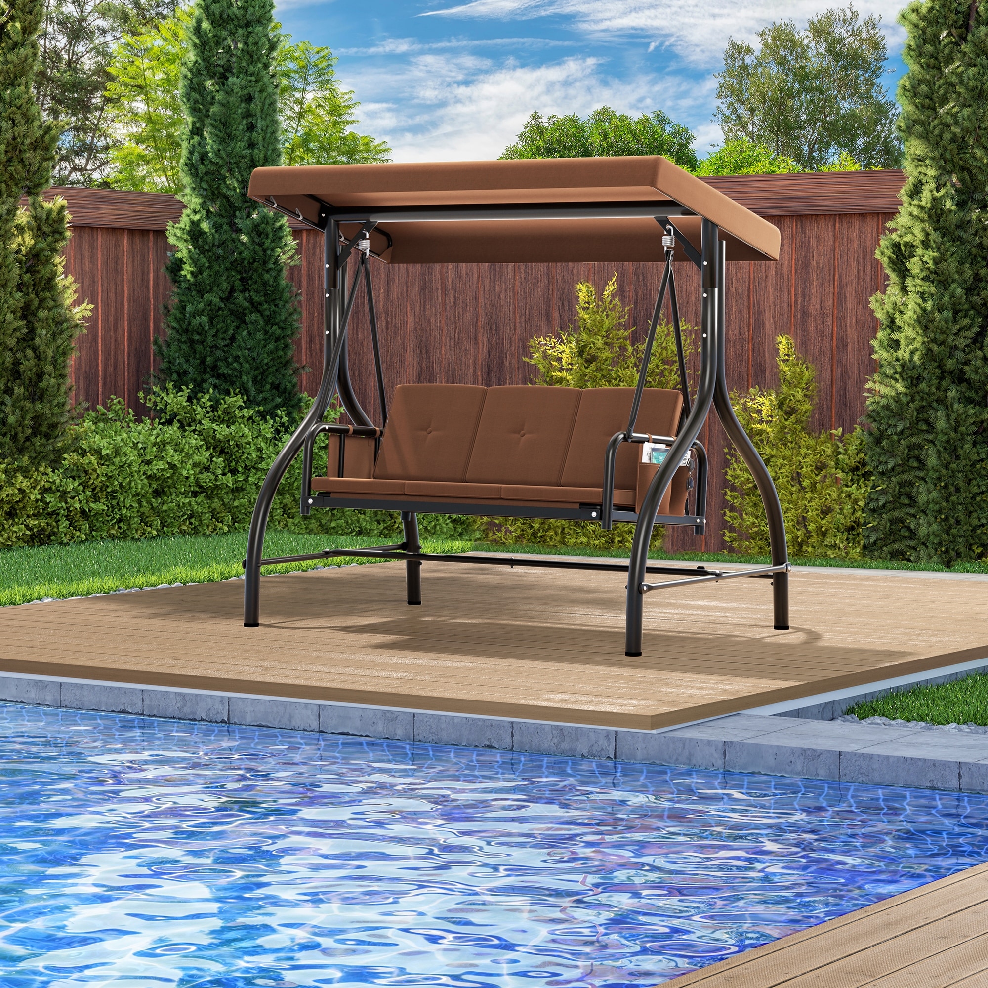 Metal porch 2025 swing with canopy