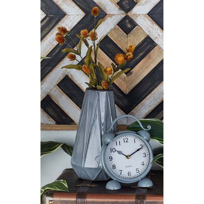 Gold, Silver or Gray Ceramic Geometric Vase (Set of 3) - S/3 7", 11", 15"H