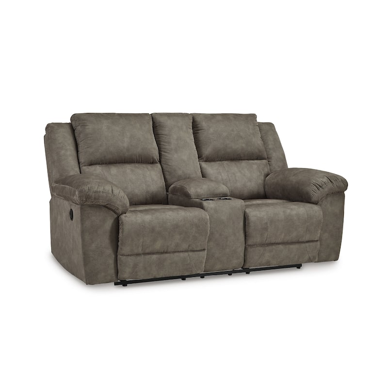 Signature Design by Ashley Laresview Gray Reclining Loveseat with Console - 81"W x 42"D x 43"H