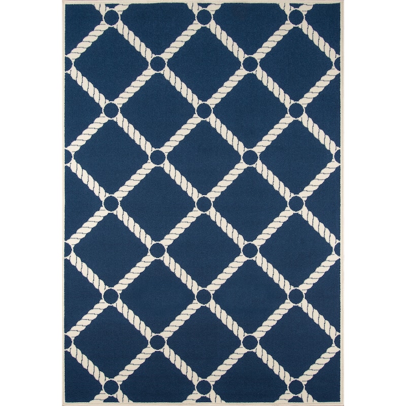 Momeni Baja Nautical Rope Indoor Outdoor Rug - 6'7" x 9'6" - Navy